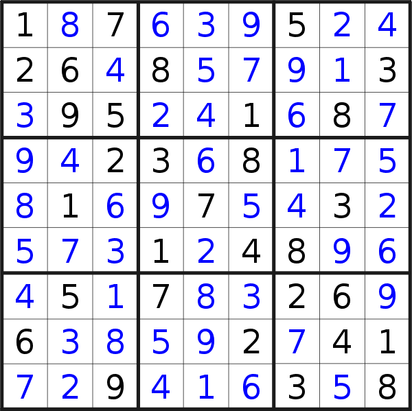 Sudoku solution for puzzle published on Friday, 15th of December 2017