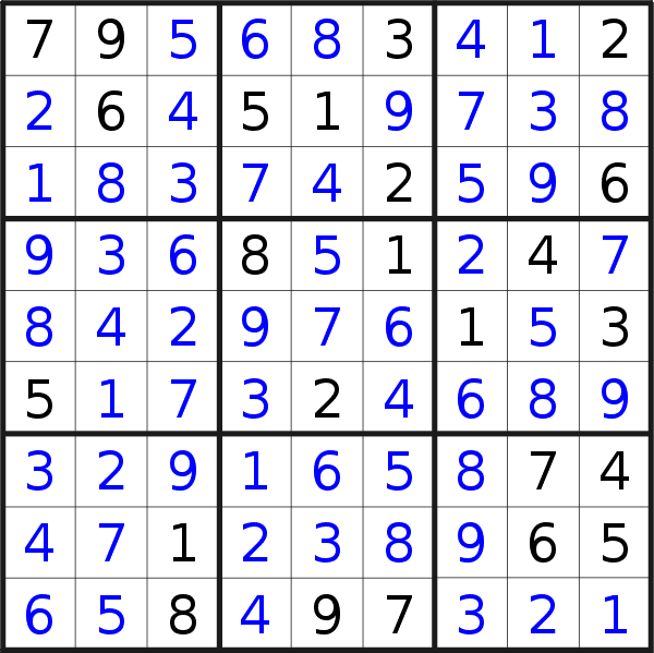 Sudoku solution for puzzle published on Saturday, 16th of December 2017