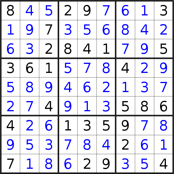 Sudoku solution for puzzle published on Monday, 18th of December 2017