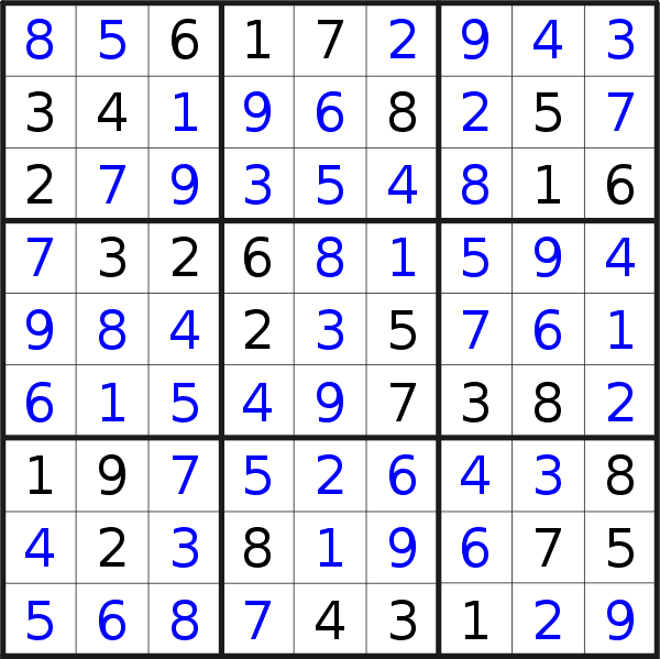Sudoku solution for puzzle published on Wednesday, 20th of December 2017