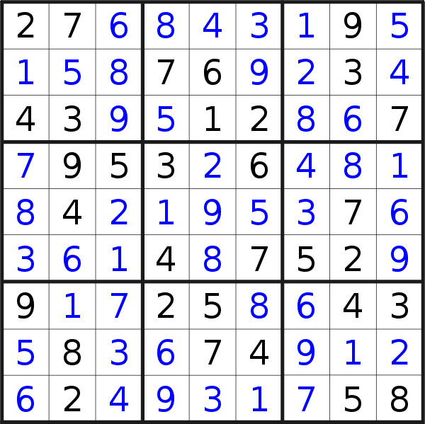 Sudoku solution for puzzle published on Thursday, 21st of December 2017