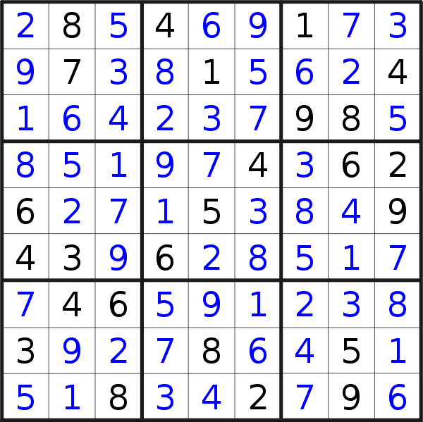 Sudoku solution for puzzle published on Friday, 22nd of December 2017