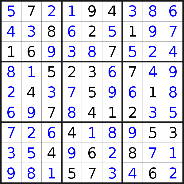 Sudoku solution for puzzle published on Saturday, 23rd of December 2017
