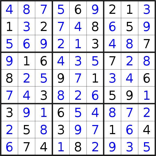 Sudoku solution for puzzle published on Sunday, 24th of December 2017