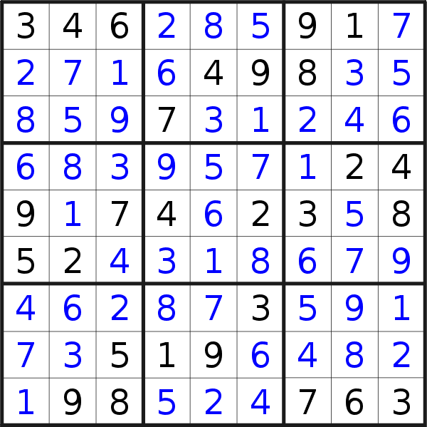 Sudoku solution for puzzle published on Wednesday, 27th of December 2017