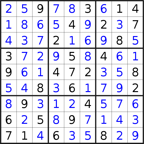 Sudoku solution for puzzle published on Thursday, 28th of December 2017