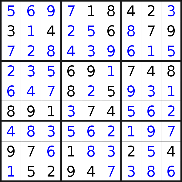 Sudoku solution for puzzle published on Sunday, 31st of December 2017