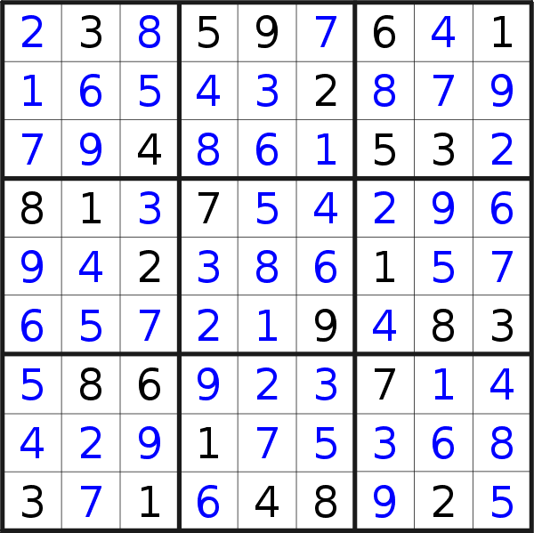 Sudoku solution for puzzle published on Monday, 1st of January 2018