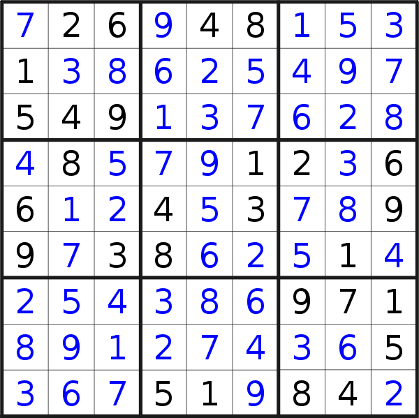 Sudoku solution for puzzle published on Wednesday, 3rd of January 2018