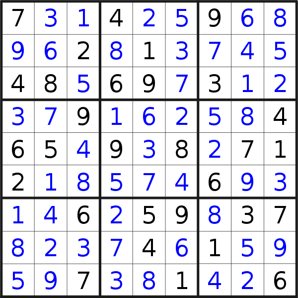 Sudoku solution for puzzle published on Friday, 5th of January 2018
