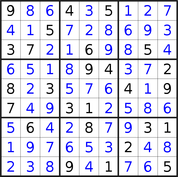 Sudoku solution for puzzle published on Saturday, 6th of January 2018