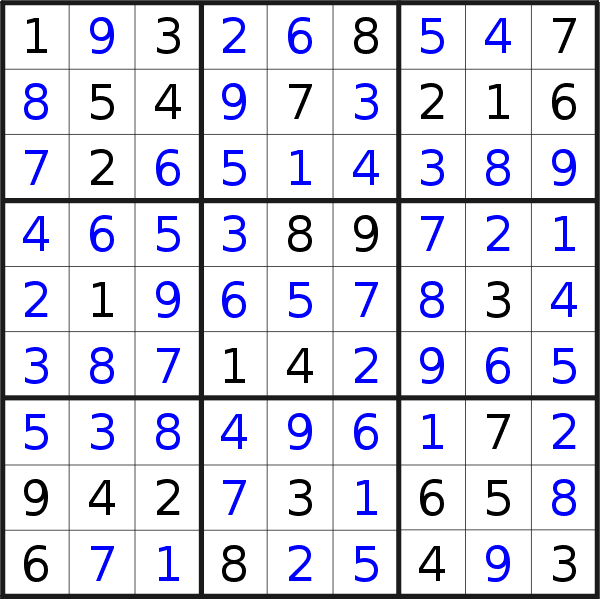 Sudoku solution for puzzle published on Sunday, 7th of January 2018
