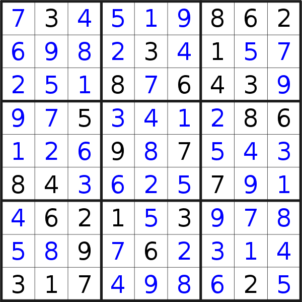 Sudoku solution for puzzle published on Wednesday, 10th of January 2018