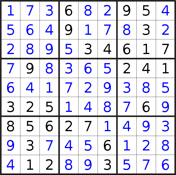 Sudoku solution for puzzle published on Thursday, 11th of January 2018