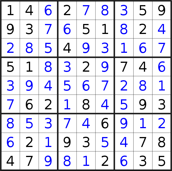 Sudoku solution for puzzle published on Sunday, 14th of January 2018