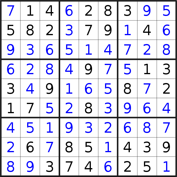 Sudoku solution for puzzle published on Monday, 15th of January 2018