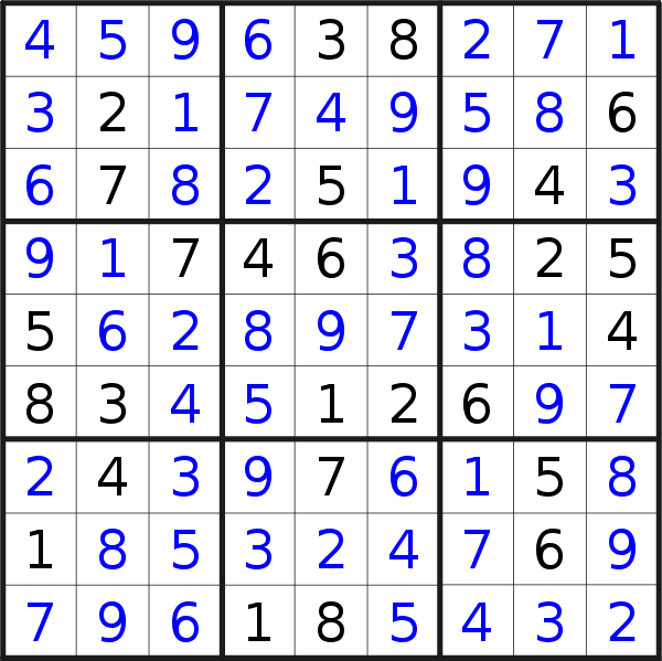 Sudoku solution for puzzle published on Wednesday, 17th of January 2018