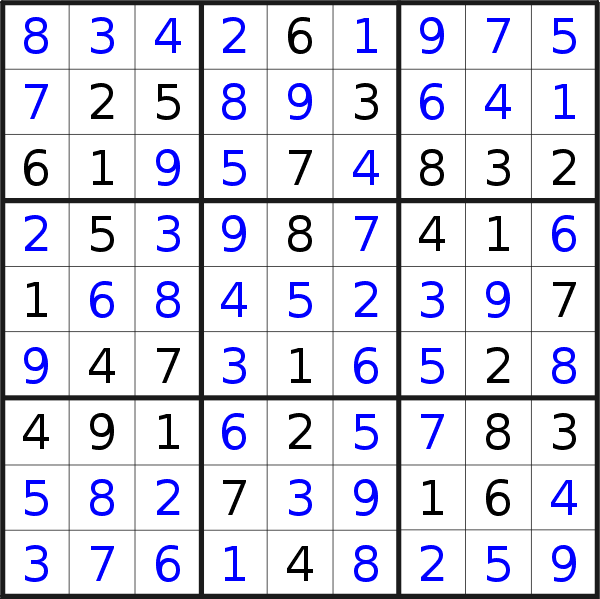 Sudoku solution for puzzle published on Tuesday, 23rd of January 2018