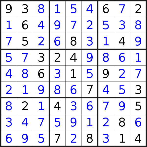 Sudoku solution for puzzle published on Saturday, 27th of January 2018