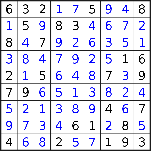 Sudoku solution for puzzle published on Thursday, 1st of February 2018
