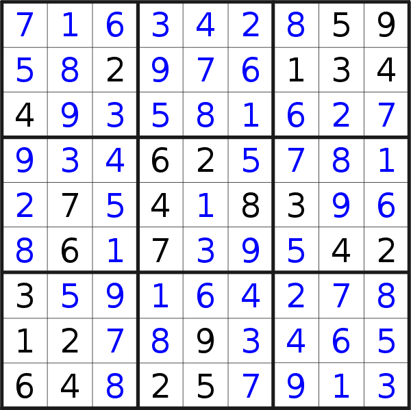 Sudoku solution for puzzle published on Saturday, 3rd of February 2018
