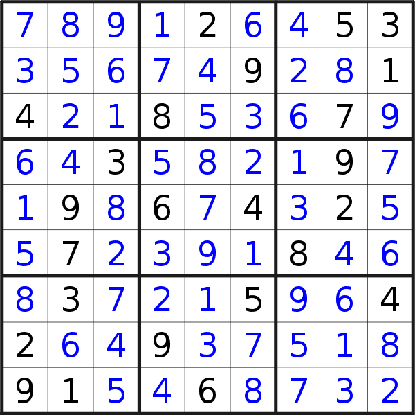 Sudoku solution for puzzle published on Monday, 5th of February 2018