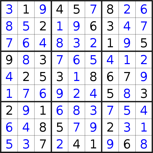 Sudoku solution for puzzle published on Tuesday, 6th of February 2018