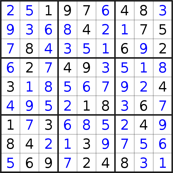 Sudoku solution for puzzle published on Saturday, 10th of February 2018