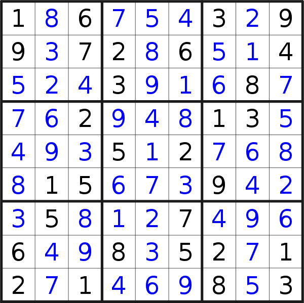 Sudoku solution for puzzle published on Monday, 12th of February 2018
