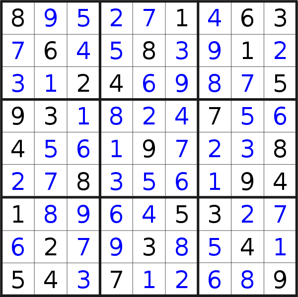 Sudoku solution for puzzle published on Tuesday, 13th of February 2018