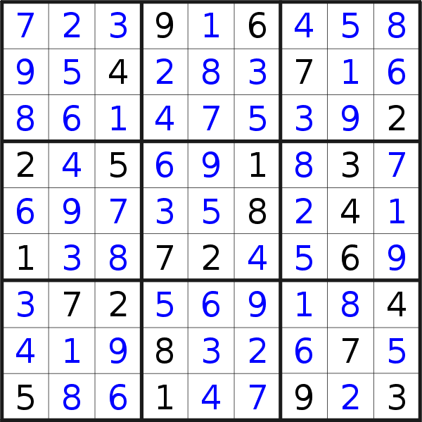 Sudoku solution for puzzle published on Wednesday, 14th of February 2018