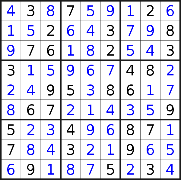 Sudoku solution for puzzle published on Thursday, 15th of February 2018