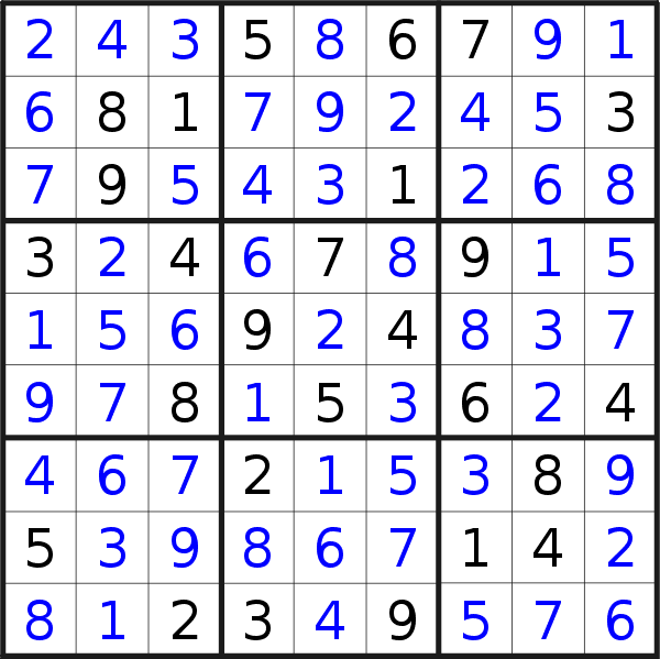 Sudoku solution for puzzle published on Friday, 16th of February 2018