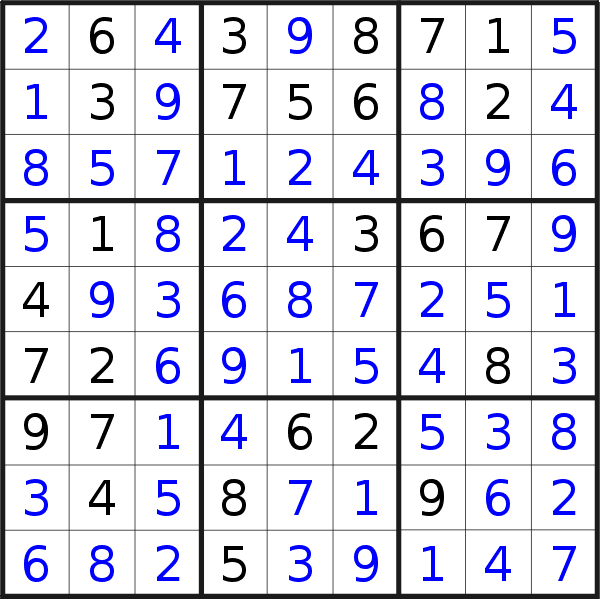 Sudoku solution for puzzle published on Sunday, 18th of February 2018