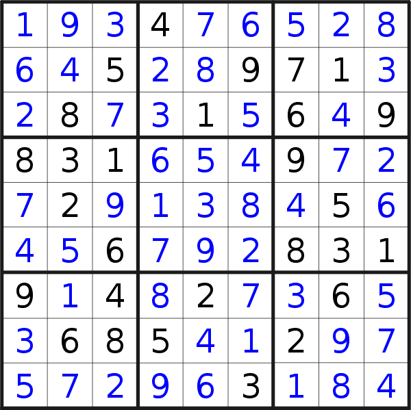 Sudoku solution for puzzle published on Friday, 23rd of February 2018