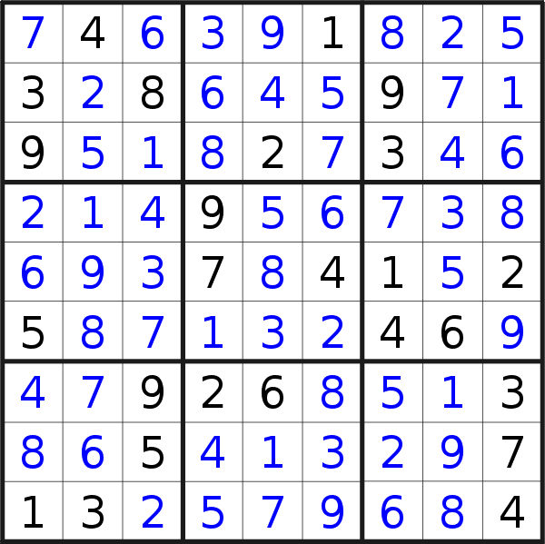 Sudoku solution for puzzle published on Saturday, 24th of February 2018