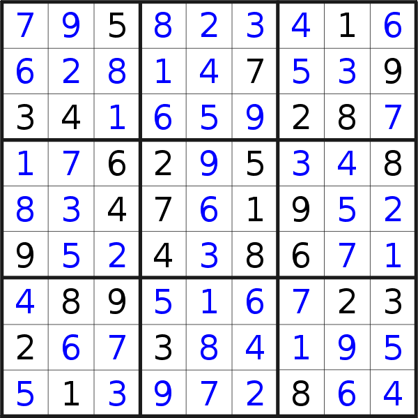 Sudoku solution for puzzle published on Monday, 26th of February 2018