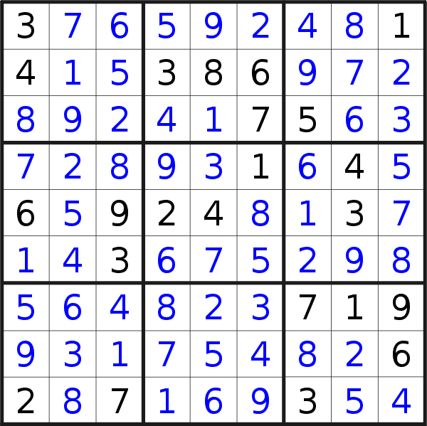 Sudoku solution for puzzle published on Tuesday, 27th of February 2018