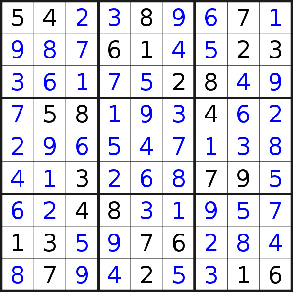 Sudoku solution for puzzle published on Wednesday, 28th of February 2018