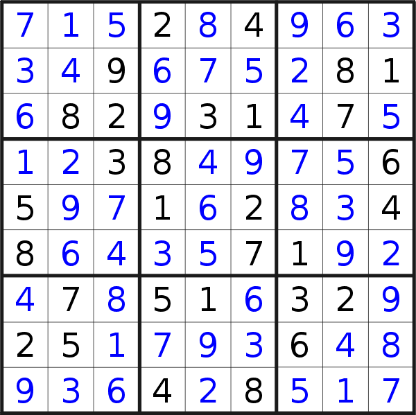 Sudoku solution for puzzle published on Thursday, 1st of March 2018