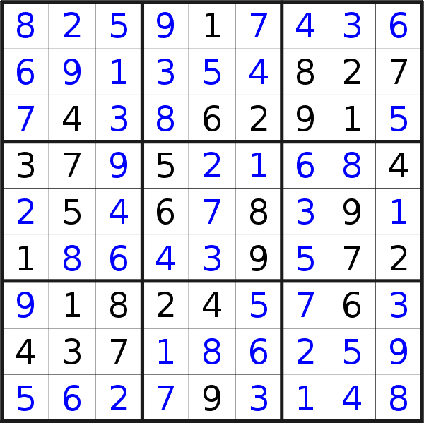 Sudoku solution for puzzle published on Saturday, 3rd of March 2018