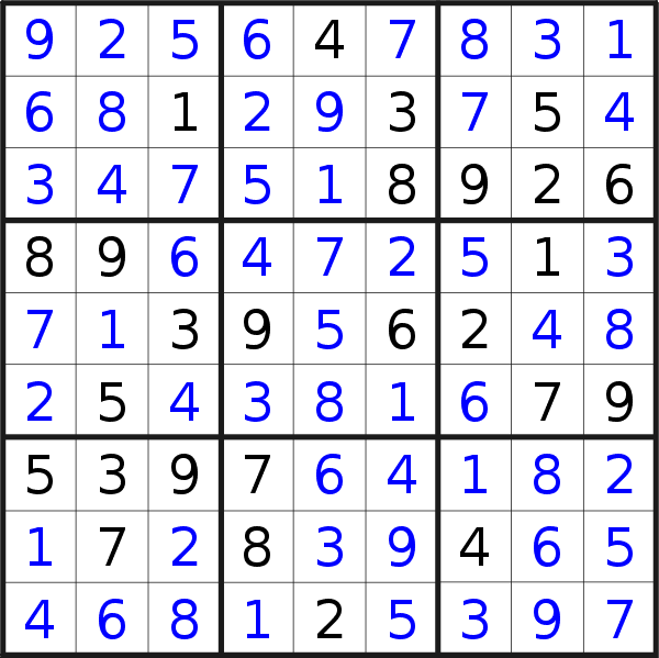 Sudoku solution for puzzle published on Monday, 5th of March 2018