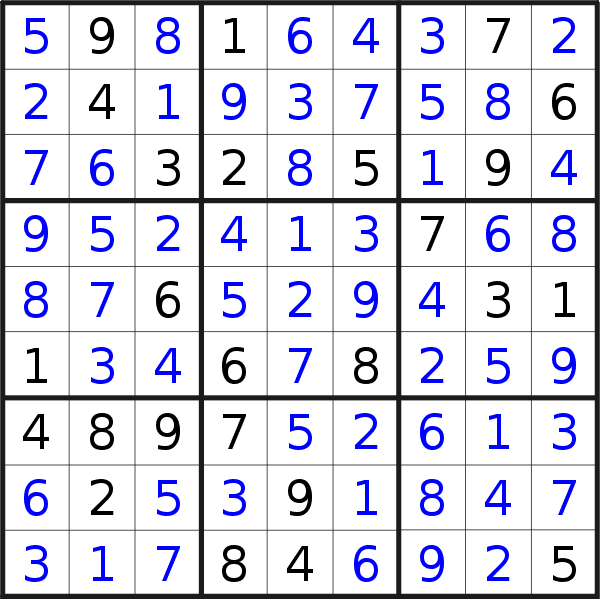 Sudoku solution for puzzle published on Tuesday, 6th of March 2018
