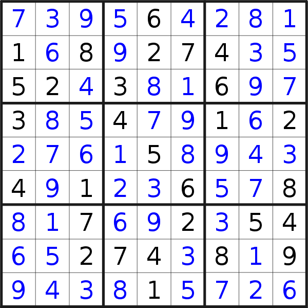 Sudoku solution for puzzle published on Wednesday, 7th of March 2018