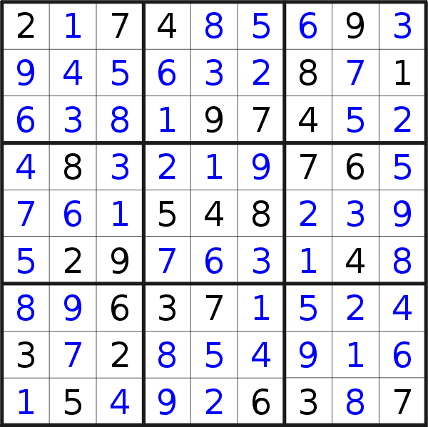 Sudoku solution for puzzle published on Thursday, 8th of March 2018