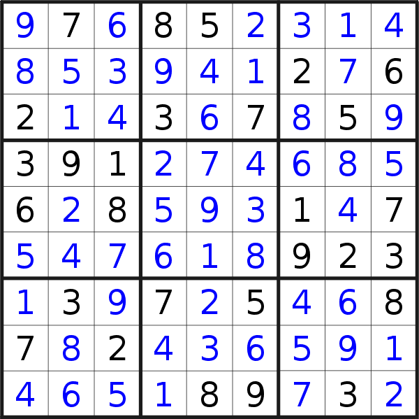 Sudoku solution for puzzle published on Friday, 9th of March 2018