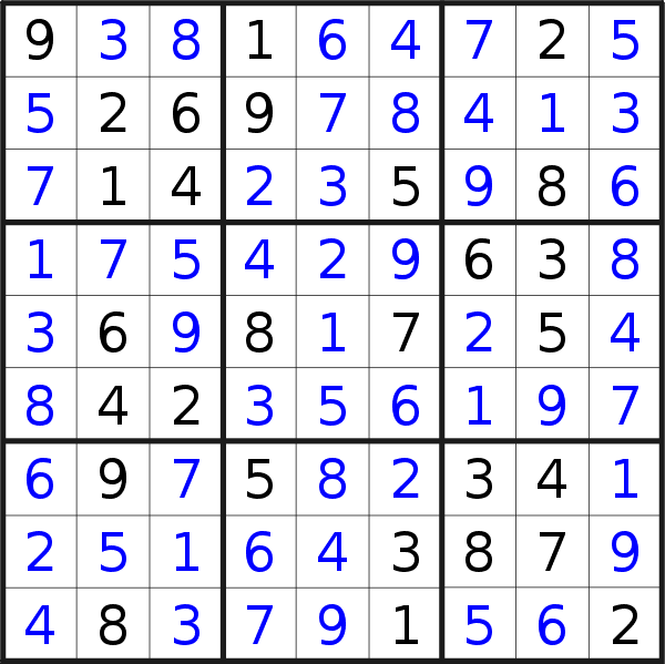 Sudoku solution for puzzle published on Saturday, 10th of March 2018