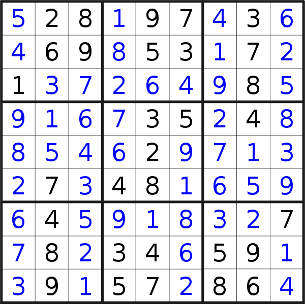 Sudoku solution for puzzle published on Monday, 12th of March 2018
