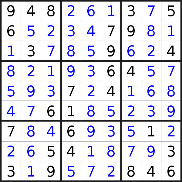 Sudoku solution for puzzle published on Tuesday, 13th of March 2018