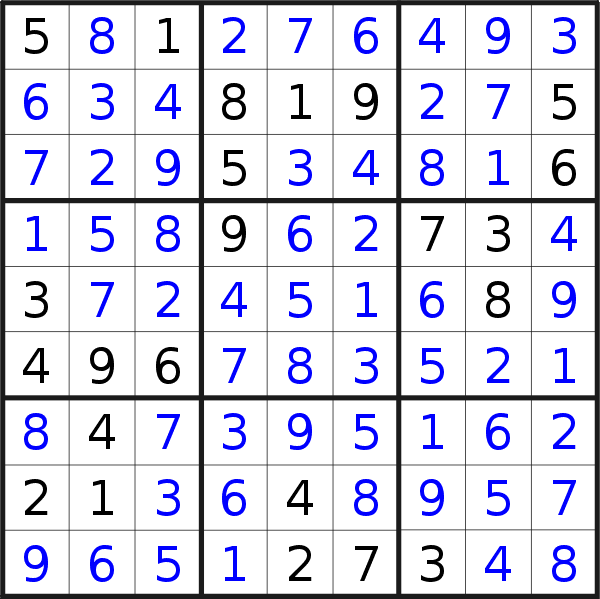 Sudoku solution for puzzle published on Wednesday, 14th of March 2018